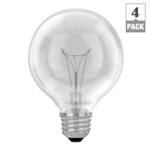 GE 40 Watt Incandescent G25 Globe Crystal Clear Light Bulb (4 Pack) FAM18 40G25C/4TP