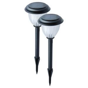 Nature Power Lifetime Series Frosted Solar Powered Black LED Garden Pathway Light (2 Pack) 22075