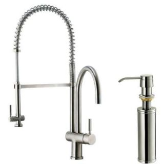 Vigo Single Handle Pull Down Sprayer Kitchen Faucet with Soap Dispenser in Stainless Steel VG02006STK2