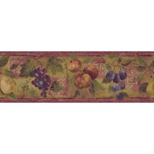 The Wallpaper Company 8 in. x 10 in. Earth Tone Abundance of Fruit Border Sample WC1281266S
