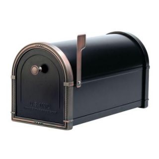 Architectural Mailboxes Coronado Black with Antique Copper Accents Post Mount Mailbox 5505B