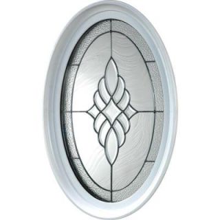 TAFCO WINDOWS Oval Decorative Windows, 20 in. x 28 1/2 in., White, Frame Fixed Unit Gia Design Glass with Platinum Accents GIA   P