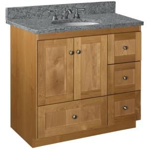 Simplicity by Strasser Shaker 36 in. W x 21 in. D x 34.5 in. H Door Style Vanity Cabinet Only in Natural Alder 01.133.2