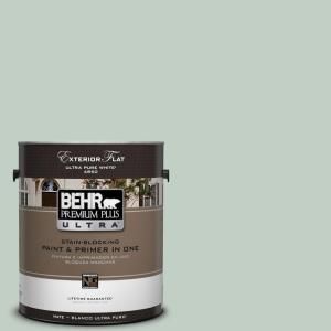 BEHR Premium Plus Ultra 1 Gal. #PPU11 13 Frosted Jade Flat Exterior Paint 485001