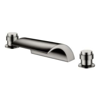 Yosemite Home Decor Round 2 Handle Deck Mount Waterfall Roman Tub Faucet in Brushed Nickel YP9213D BN