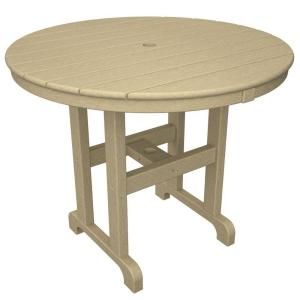 Trex Outdoor Furniture Monterey Bay Sand Castle 36 in. Round Patio Dining Table TXRT236SC