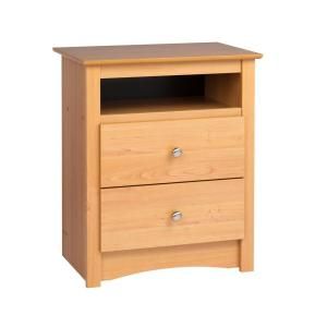Prepac Sonoma Maple 2 Drawer Tall Night Stand with Open Cubbie MDC 2428