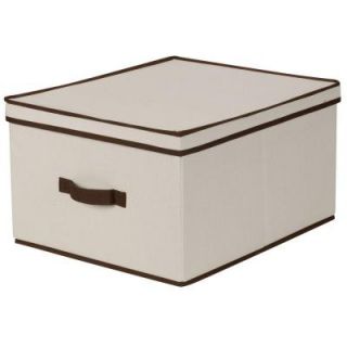 Household Essentials Jumbo TC Natural Canvas Storage Box with Brown Trim 515