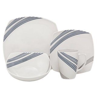 Melange Square Vitrifired Porcelain Ocean Wave Dinnerware Set