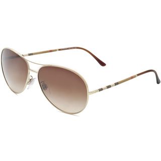 Burberry Unisex Be 3056 100213 Pale Gold Metal Aviator Sunglasses