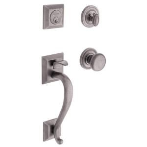 Baldwin Estate Collection Madison Single Cylinder Distressed Antique Nickel Handleset with Knob 85320.452.ENTR