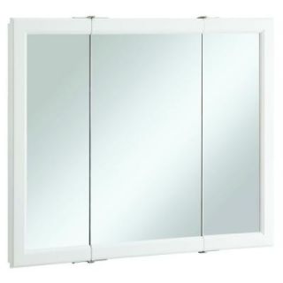Design House Wyndham 36 in. x 30 in. Tri View Surface Mount Mirrored Medicine Cabinet in White Semi Gloss 545103