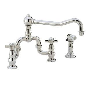 Newport 12 in. 2 Handle Mid Arc Side Sprayer Bridge Kitchen Faucet in Polished Chrome 9451 1/26