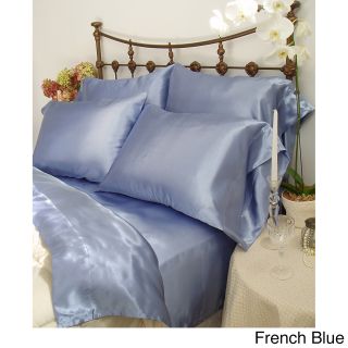 Scent Sation Charmeuse Ii Satin California King size Sheet Set With Bonus Pillowcases Blue Size California King