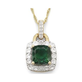 Birthstone Lab Created Emerald Pendant, Yellow, Womens