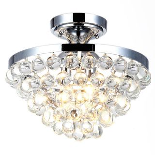 Vanessa Chrome Flush Mount Chandelier With Crystal Balls