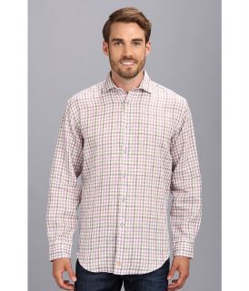 Thomas Dean & Co. Lilac Plaid Linen Button Down Shirt Mens Long Sleeve Button Up (Purple)