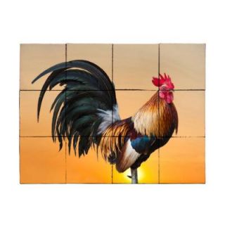 Tile My Style Sunset Rooster 24 in. x 18 in. Tumbled Marble Tiles (3 sq. ft. /case) TMS0016M1