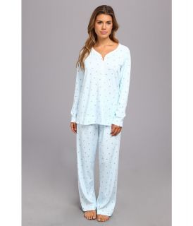 Carole Hochman L/S Henley PJ Set Womens Pajama Sets (Blue)