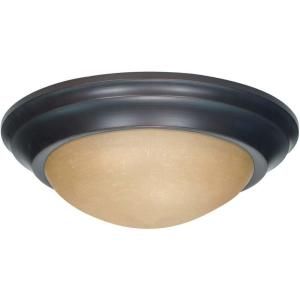 Glomar 1 Light 12 in. Flush Mount Twist & Lock with Champagne Linen Washed Glass Finished in Mahogany Bronze HD 1281