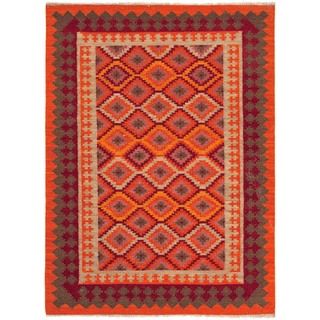 Handmade Flat weave Tribal Multicolor Wool Accent Rug (2 X 3)