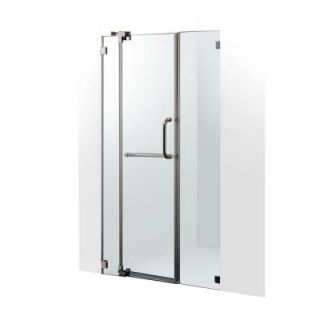Vigo 48 in. x 54 in. Adjustable Frameless Pivot Shower Door in Brushed Nickel with Clear Glass VG6042BNCL54