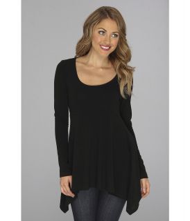 Karen Kane Sweater Knit Handkerchief Top Womens Long Sleeve Pullover (Black)