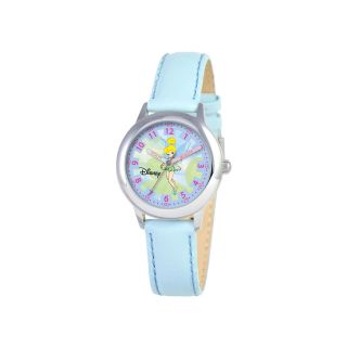 Disney Time Teacher Tinker Bell Blue Leather Strap Watch, Girls