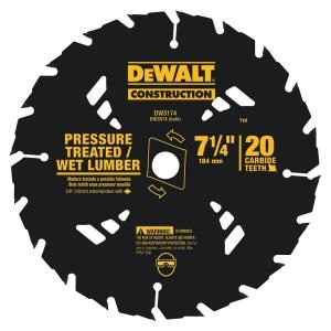 DEWALT 7 1/4 in. 20T Pressure Treated Wet Lumber Circular Saw Blade DW3174