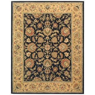 Handmade Heritage Kerman Charcoal/ Gold Wool Rug (96 X 136)