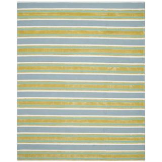 Isaac Mizrahi By Safavieh Beach Stripe Blue/ Green Wool Rug (8 X 10)