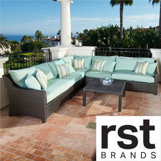 Rst Brands Rst Outdoor Bliss 6 piece Corner Sectional Sofa And Coffee Table Patio Furniture Set Blue Size 6 Piece Sets