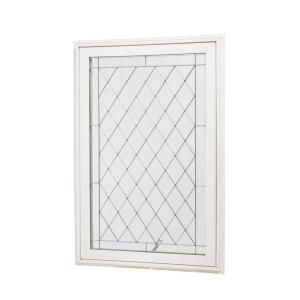 TAFCO WINDOWS Vinyl Awning Window, 32 in. x 48 in. x 3.25 in., White, Insulated Glass Beveled Platinum Diamond Grills with Screen VA3248BDG P