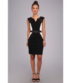 ROMEO & JULIET COUTURE Cap Sleeve Ponte Dress w/ Pu Trim Womens Dress (Black)