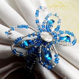 Butterfly Wedding Napkin Ring Set Of 12, Dia 4.5cm Glass Beads