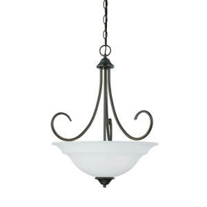 Thomas Lighting Bella 3 Light Oiled Bronze Pendant with Etched Glass Shade SL891715