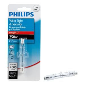 Philips 250 Watt Halogen T3 120 Volt 3.1 in. Clear Halogen Dimmable Light Bulb 415620