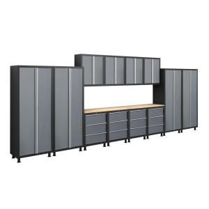 NewAge Products Bold Series 18 ft. 8 in. x 6 ft. 14 Piece Welded Steel Gray Cabinet Set 37422
