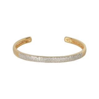 Bridge Jewelry Crystal Covered Cuff Bracelet 18K Gold Over Brass