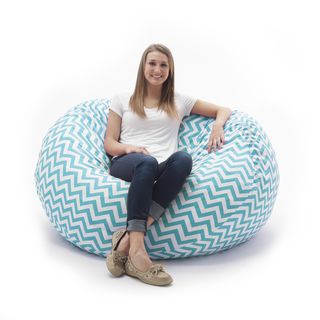 Comfort Research Fufsack Memory Foam Zig Zag Blue 7 foot Xxl Bean Bag Lounge Chair Blue Size Extra Large