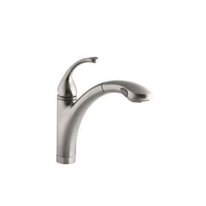 KOHLER Forte 1 hole or 3 hole kitchen sink faucet with 10 1/8 pullout spray spout in Vibrant Stainless K 10433 VS