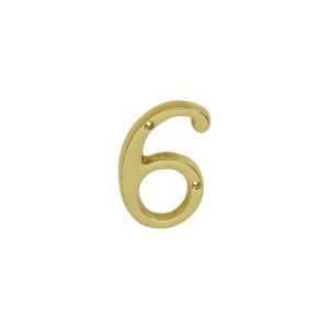 Schlage 4 in. Bright Brass Classic House Number 6 SC2 3066 605