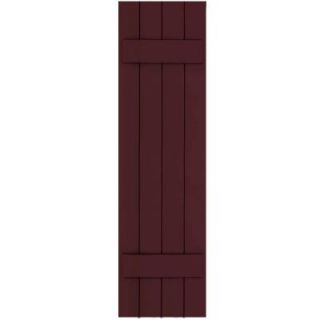 Winworks Wood Composite 15 in. x 56 in. Board and Batten Shutters Pair #657 Polished Mahogany 71556657
