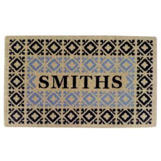 Creative Accents Crispin Blue and Black 22 in. x 36 in. HeavyDuty Coir Personalized Door Mat 02401