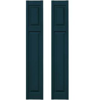 Builders Edge 12 in. x 67 in. Cottage Style Raised Panel Vinyl Exterior Shutters Pair in #166 Midnight Blue 030120167166