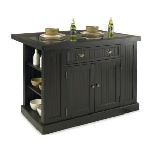 Home Styles Nantucket Kitchen Island in Distressed Black with Black Granite Inlay 5033 94