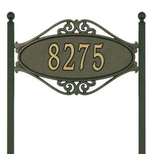 Whitehall Products Hackley Fretwork Oval Bronze/Gold Standard Lawn One Line Address Plaque 5511OG