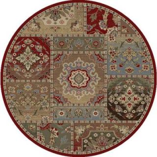Tayse Rugs Impressions Red 5 ft. 3 in. Round Transitional Area Rug 7720  Red  6 Round
