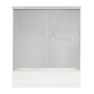 MAAX Vine 57 in. x 59 1/2 in. Frameless Bypass Tub Door in Chrome with Frosted Vine Glass 105495 964 084 000