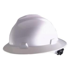 MSA Safety Works White Full Brim Hard Hat with Ratchet Suspension 10006318